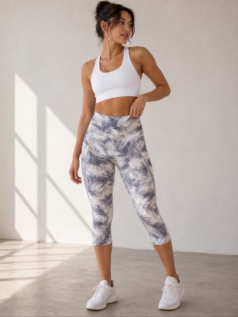 lululemon athletica Gray & White Abstract Print Leggings